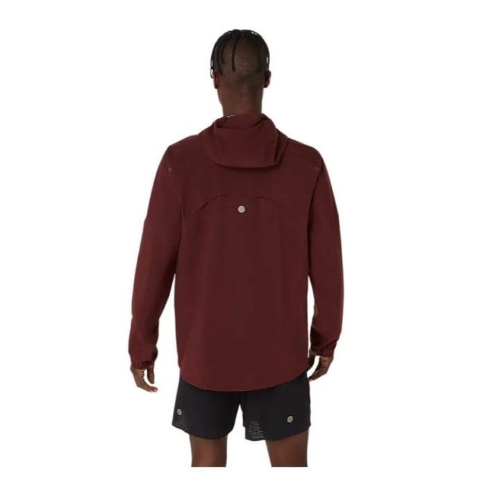Asics MetaRun Mens Waterproof Running Jacket - Dark Red Planet
