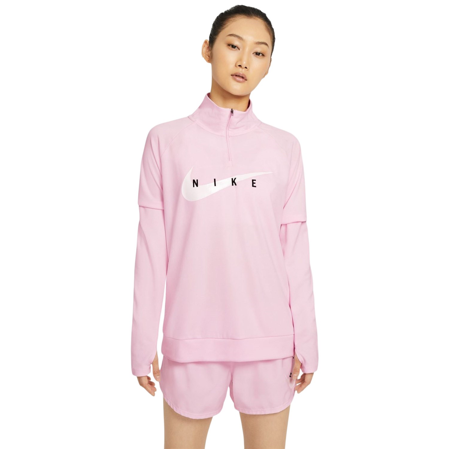 nike swoosh running top pink