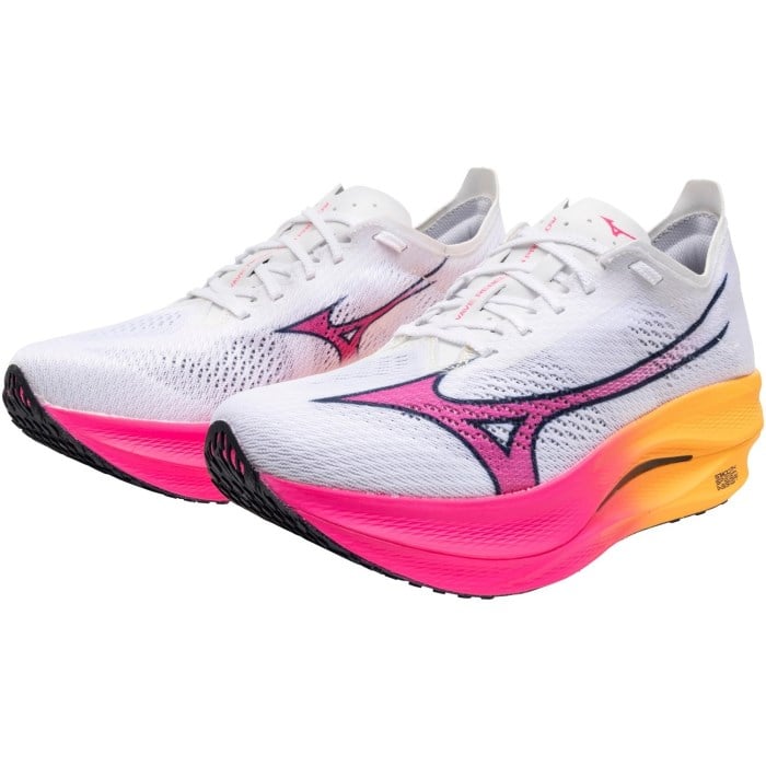 Mizuno Wave Rebellion Pro Low Hanabi - Unisex Racing Shoes - White/Pink Tetra/Tang Orange