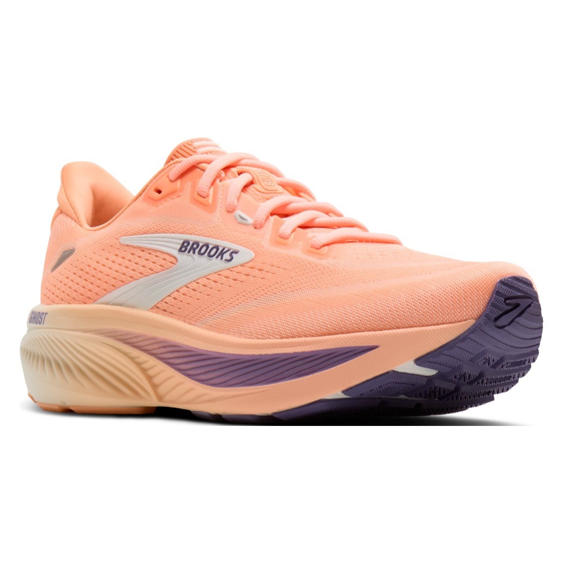 Brooks Ghost 18 - Womens Running Shoes - Peach/Grape/Coconut - image 6