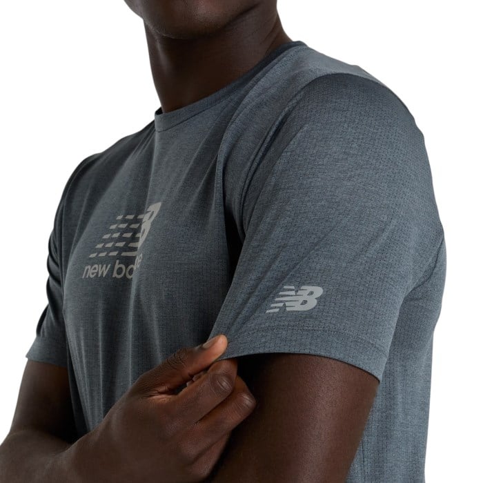 New Balance Athletics Reflective Graphic Mens Running T-Shirt - Graphite Grey