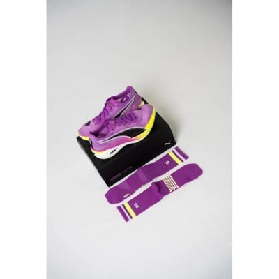 Shyu Half Crew Racing Socks - Purple/Neon/White