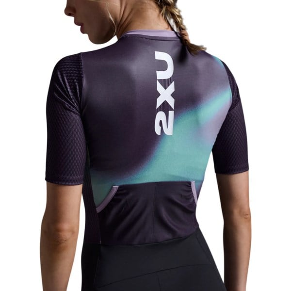 2XU Womens Aero Hex Sleeved Trisuit - Midnight/Grape Fizz