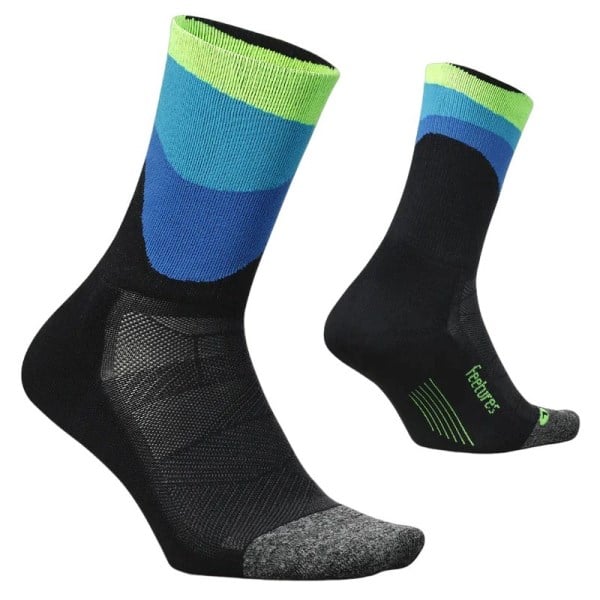 Feetures Elite Light Cushion Mini Crew Running Socks - Rhythmic Black