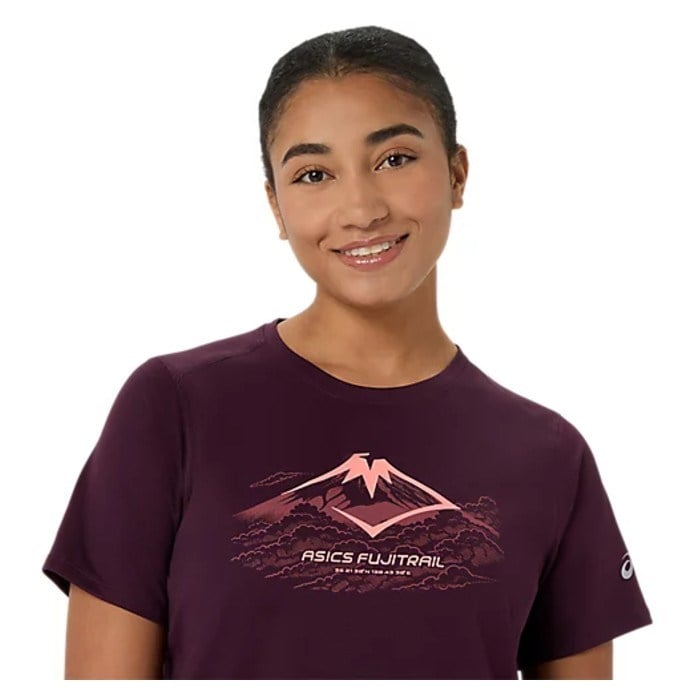 Asics Fujitrail Logo Womens Running T-Shirt - Dark Aubergine - image 3