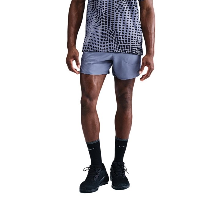 Nike Dri-Fit Stride 5 Inch Brief-Lined Mens Running Shorts - World Indigo/Black/Reflective Silver