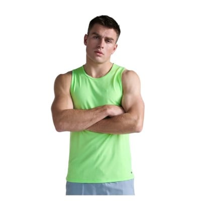 2XU Aero Mesh Mens Running Tank Top - Lime Zest/Black Reflective