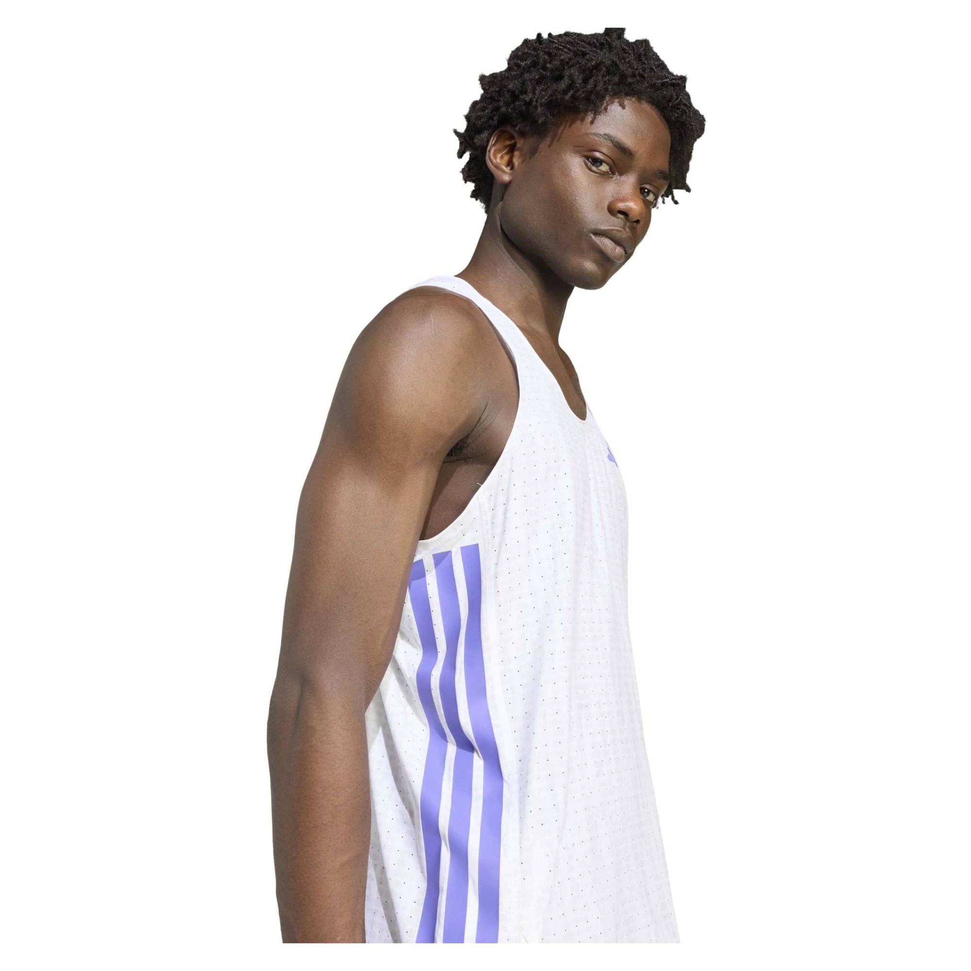 adidas Adizero Mens Running Singlet - White/Solar Purple - image 3