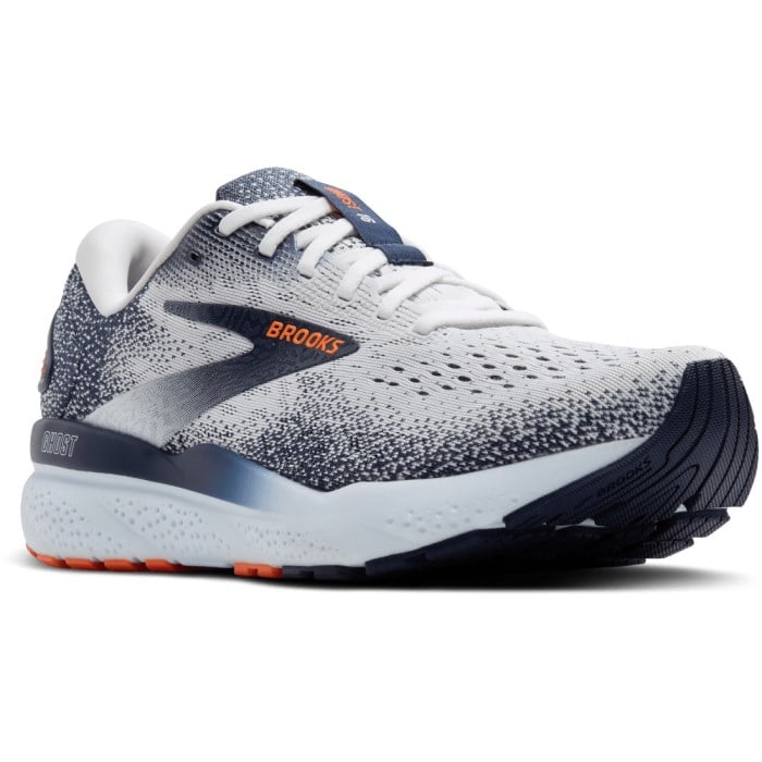 Brooks Ghost 16 - Mens Running Shoes - White/Peacoat/Orange