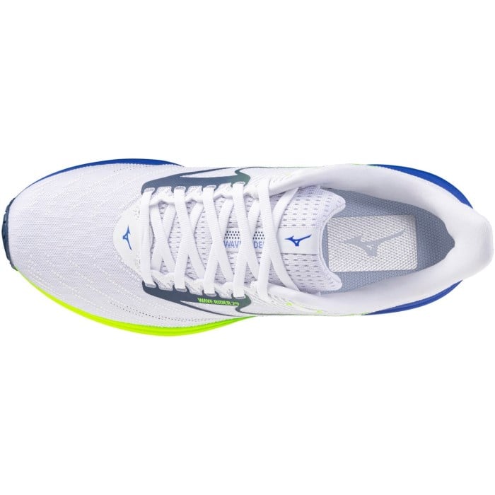 Mizuno Wave Rider 29 - Mens Running Shoes - White/Estate Blue/Lightning Yellow