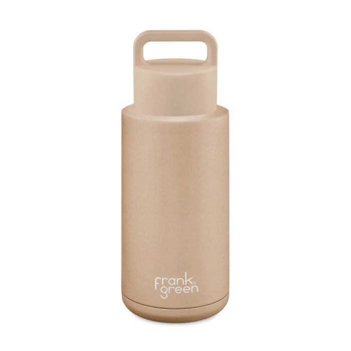 Frank Green Reusable Ceramic Water Bottle With Grip Lid - 1L - Soft Stone