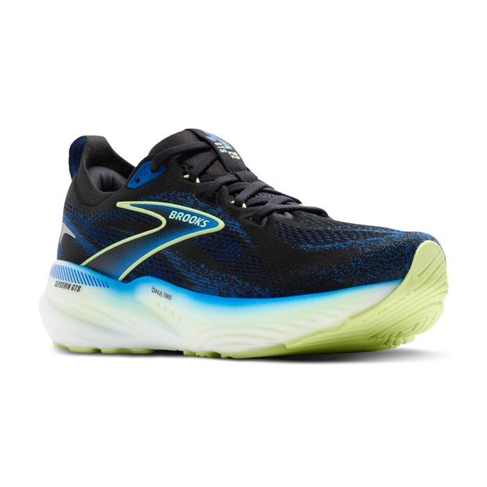 Brooks Glycerin GTS 22 - Mens Running Shoes - Black/Cobalt/Neo Yellow