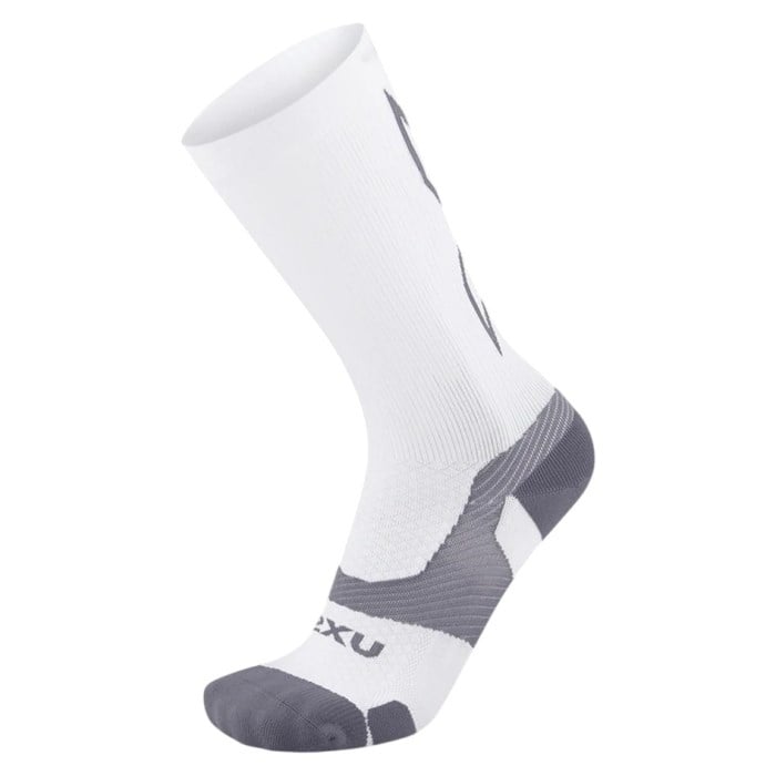 2XU Vectr Light Cushion Crew Running Socks - White/Grey
