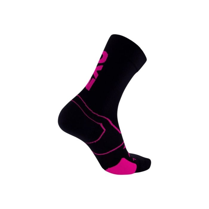 2XU Vectr Cushion Crew - Unisex Running Socks - Black/Fuchsia