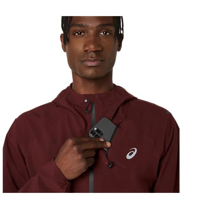 Asics MetaRun Mens Waterproof Running Jacket - Dark Red Planet