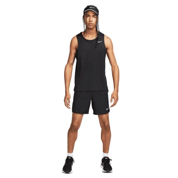 Nike Dri-Fit Miler Mens Running Tank Top - Black/Reflective Silver