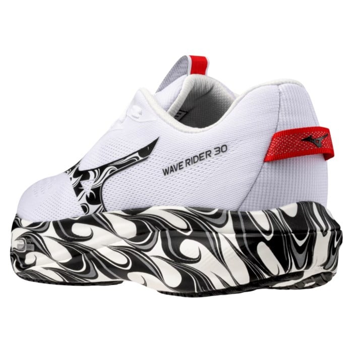 Mizuno Wave Rider 30 - Unisex Running Shoes - White/Black/High Risk Red - image 4