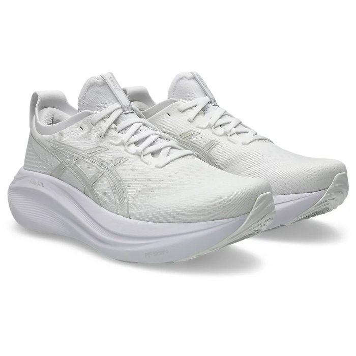 Asics Gel Nimbus 27 - Mens Running Shoes - White/Glacier Grey