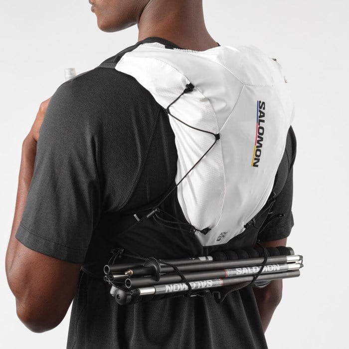 Salomon ADV Skin 12 Set Unisex Trail Running Vest With Flasks - Race Flag - White/Black