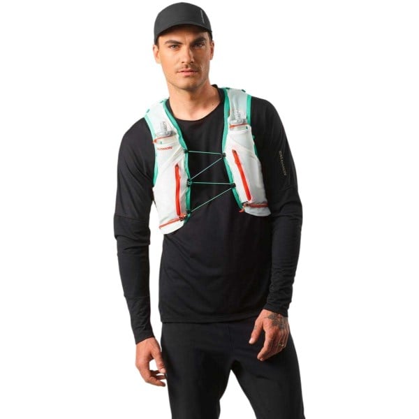 Salomon Active Skin 12 Set Hydration Vest + Flasks - White/Electric Green