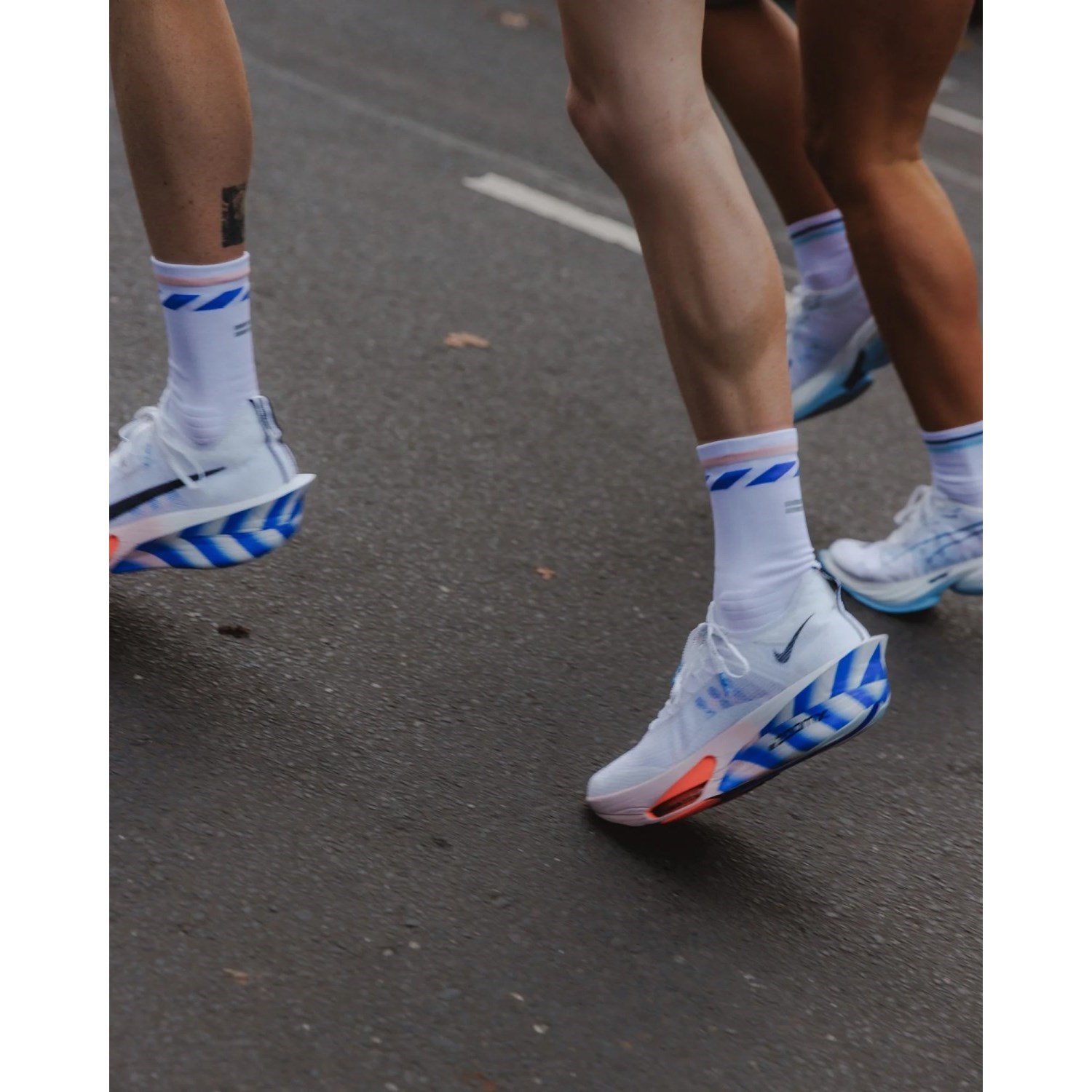 SHYU Crew Racing Socks - White/Sash/Melon - image 2
