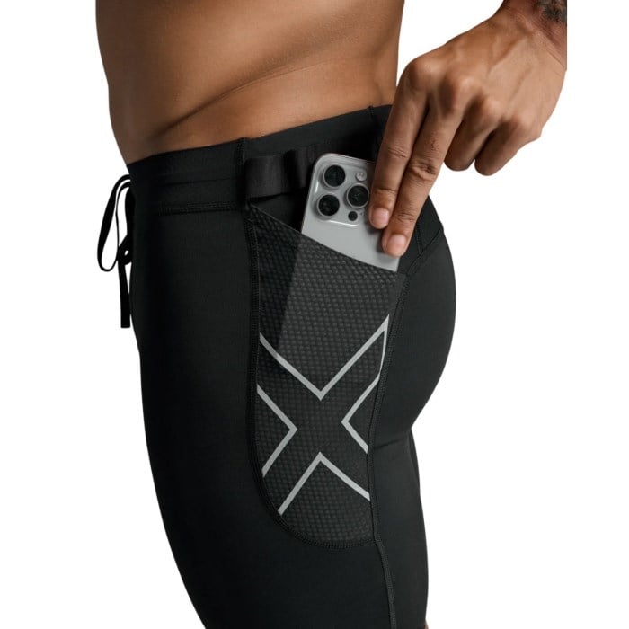 2XU Aero Mesh Mens Compression Shorts - Black/Silver Reflective