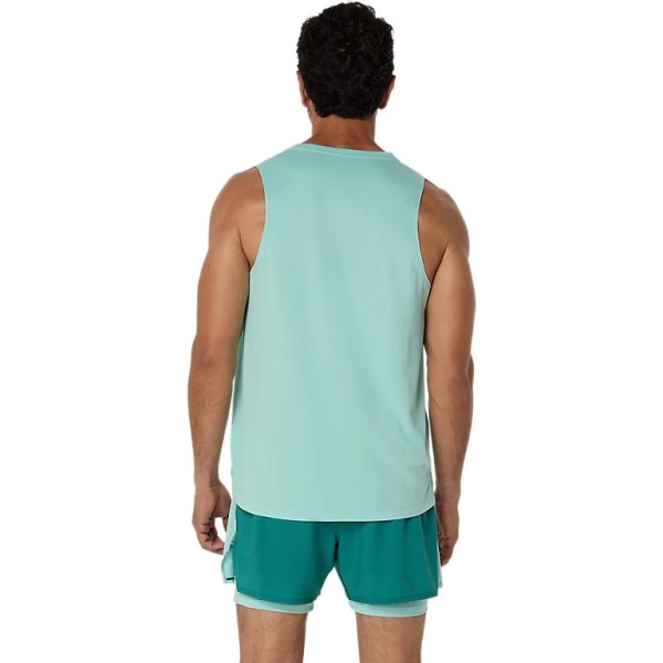 Asics Silver Running Singlet - Mens Running Clothing - Oasis Green