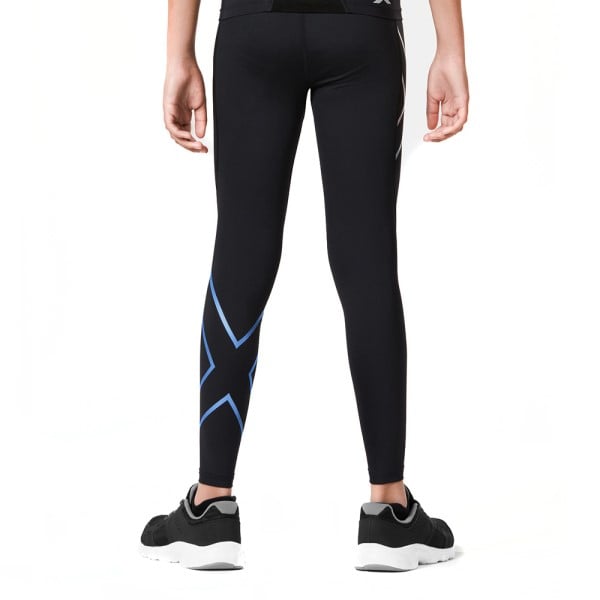 2XU Kids Girls Compression Long Tights - Black/Blue