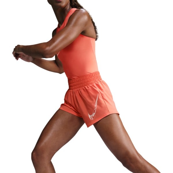 Nike Womens One Dri-Fit Mid Rise Breif Lined Graphic Shorts - Wild Mango/Crimson Tint