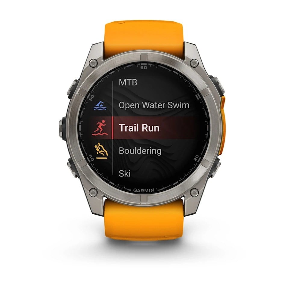 Garmin Fenix 8 51mm AMOLED Sapphire Edition Titanium Watch - Spark Orange with Graphite Silicone - Spark Orange with Graphite Silicone Band - image 4