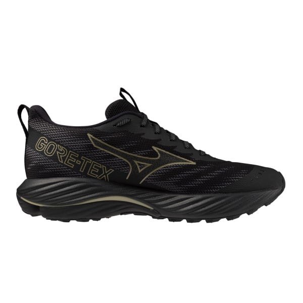 Mizuno Wave Rider GTX 2 - Mens Trail Running Shoes - Black/Golden Halo/Quiet Shade