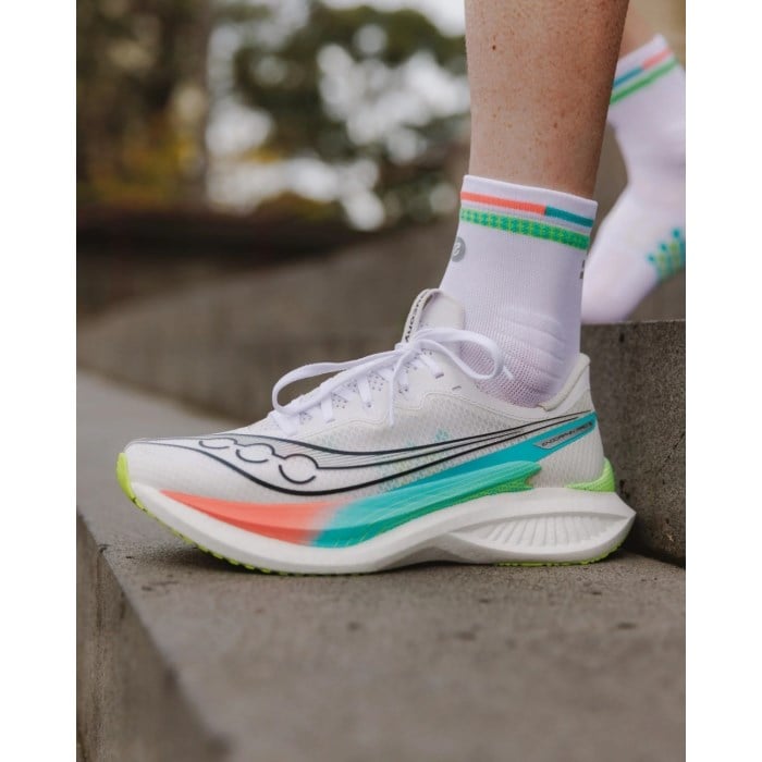 SHYU Quarter Crew Racing Socks - White/Polka/Reef - image 2