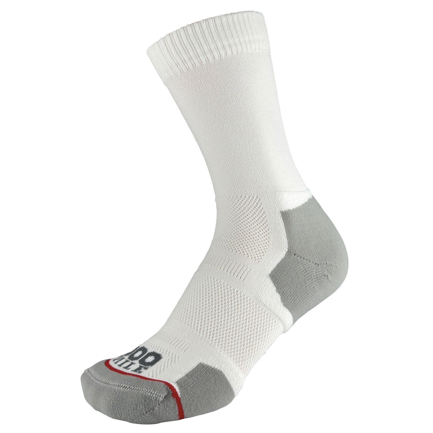 1000 Mile Run Crew 25 Repreve Womens Running Socks -  Twin Pack - White/Grey
