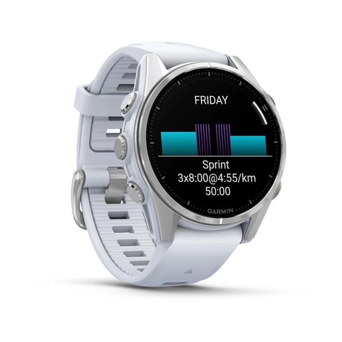 Garmin Fenix 8 43mm Premium Multisport Smartwatch - Silver/Whitestone Silicone Band - image 3