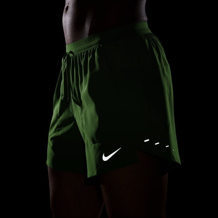 Nike Stride Mens Dri-FIT 5 Inch Brief-Lined Running Shorts - Lime Blast/Reflective Silver