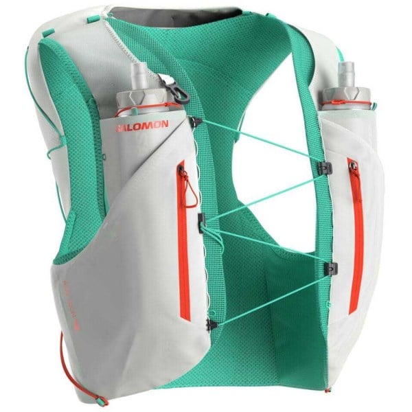 Salomon Active Skin 12 Set Hydration Vest + Flasks - White/Electric Green