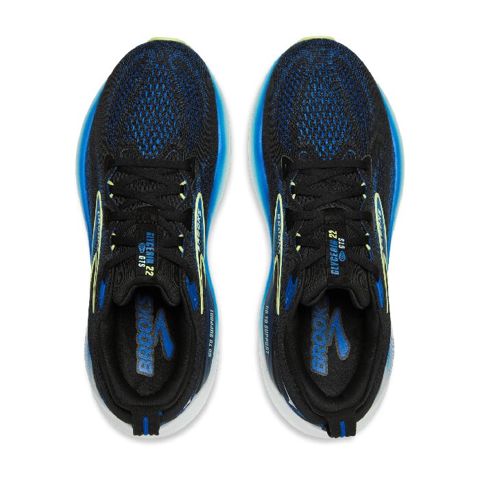 Brooks Glycerin GTS 22 - Mens Running Shoes - Black/Cobalt/Neo Yellow