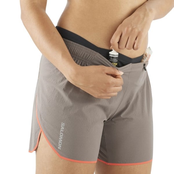 Salomon Sense Aero 5 Inch Womens Running Shorts - Iron/Neon Flame