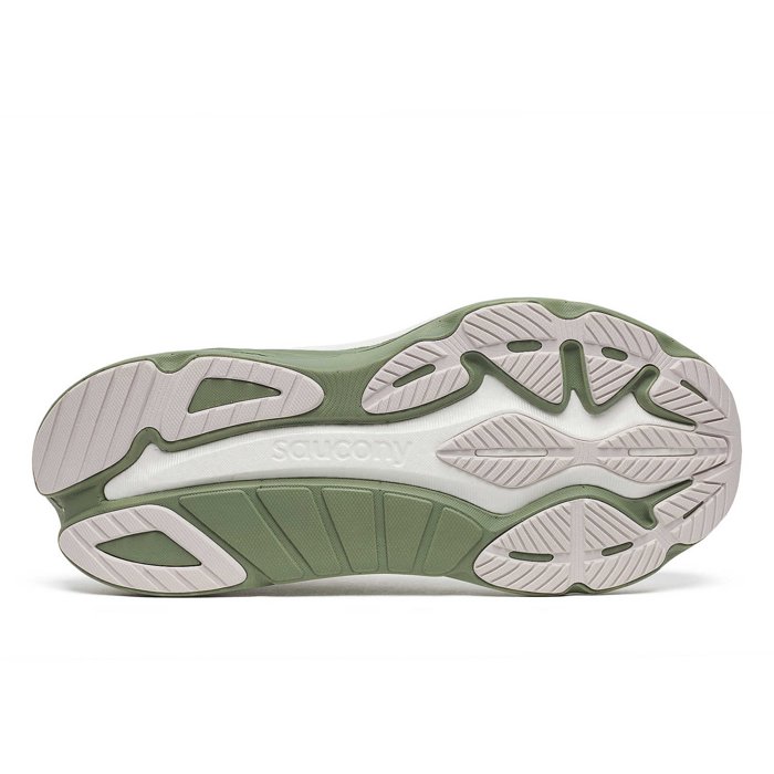 Saucony Hurricane 24 - Mens Running Shoes - White/Olivine