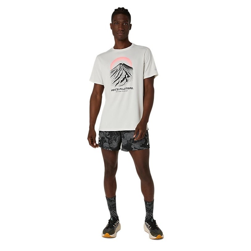 Asics Fujitrail Logo Mens Running T-Shirt - Cream - image 5