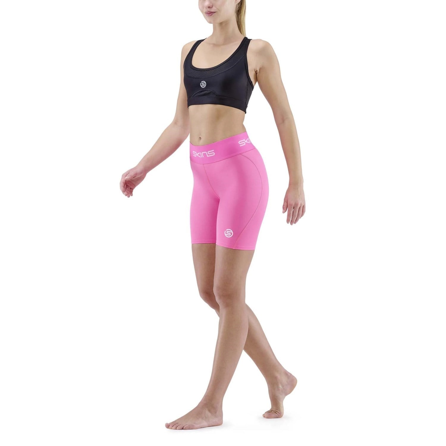Skins Series-1 Womens Compression Half Tights - Bright Pink