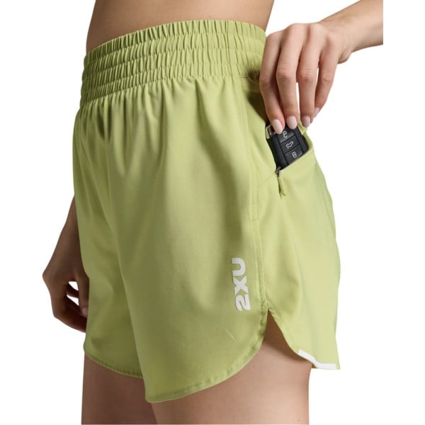 2XU Aero Hi-Rise Womens Running Shorts - Green Mist/White Reflective