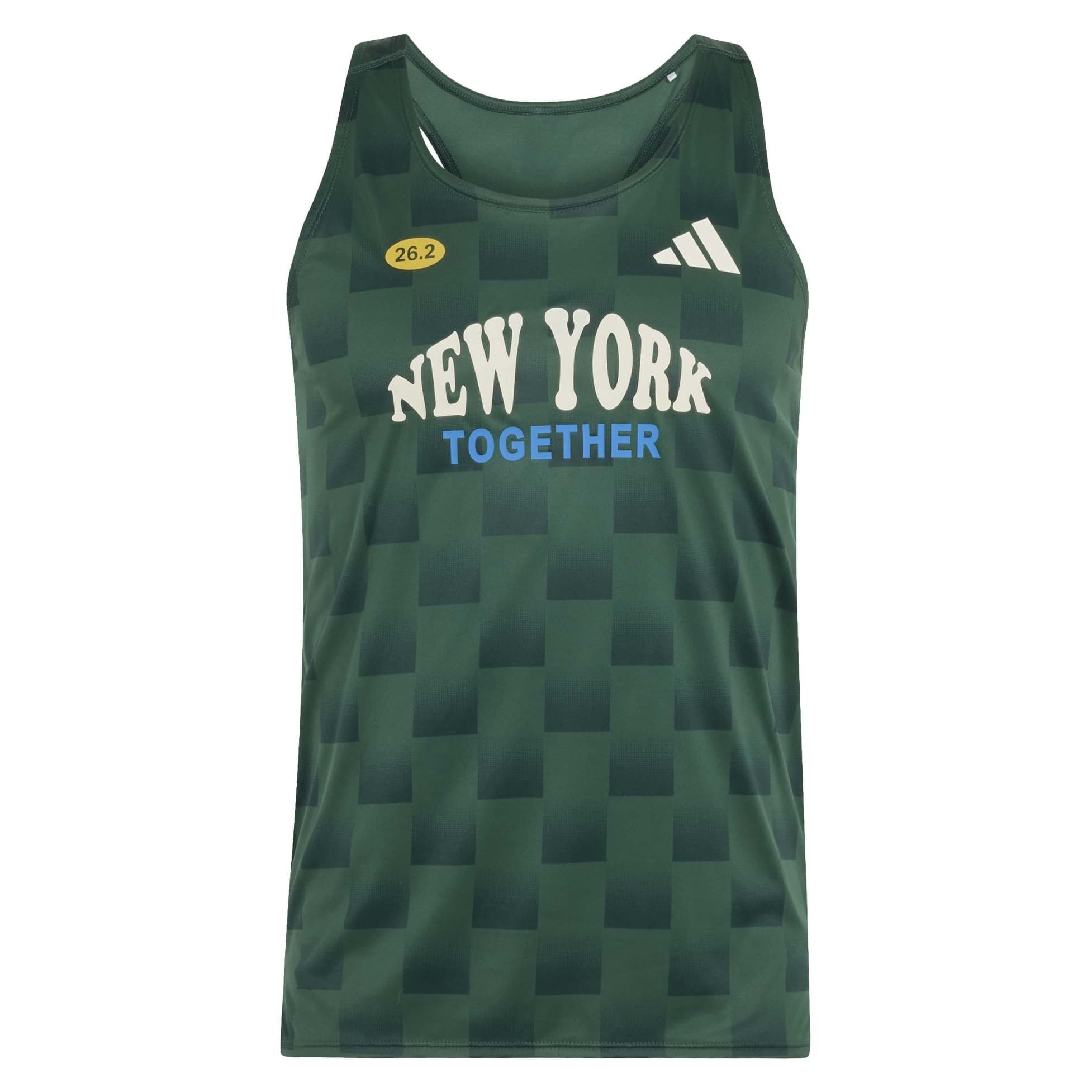 adidas Adizero NYC Mens Running Singlet - College Green/Aurora Ivy - image 3
