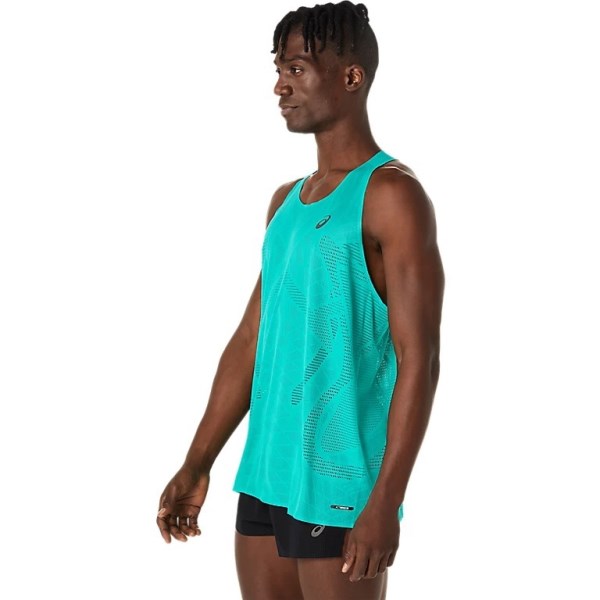 Asics Metarun Mens Running Singlet - Wave Teal