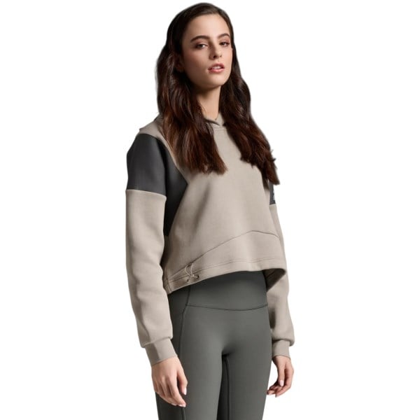 2XU Womens Form Spliced Crop Hoodie - Carbon/Green Mist