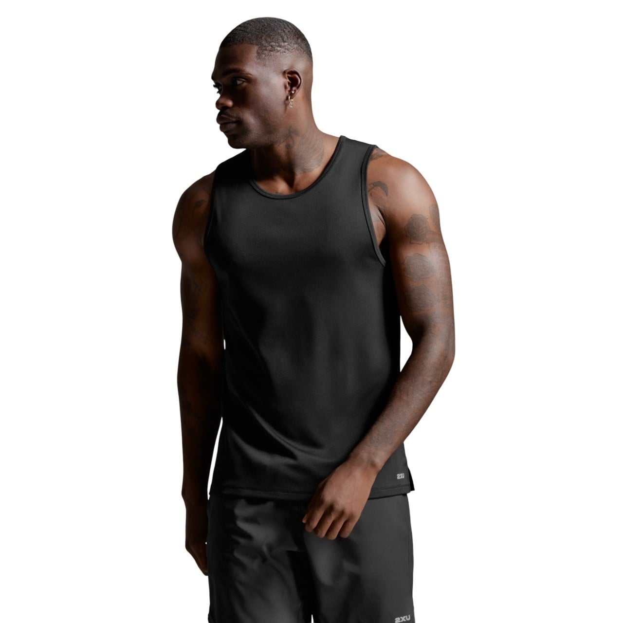 2XU Aero Mesh Mens Running Tank Top - Black/Silver Reflective