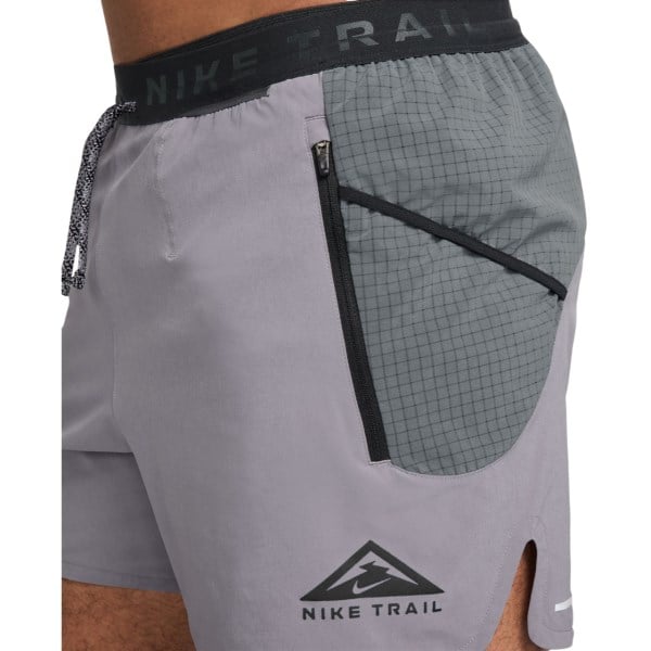 Nike Dri-Fit Second Sunrise 5 Inch Trail Running Shorts - Mens Cement Grey/Smoke Grey/Black - Cement