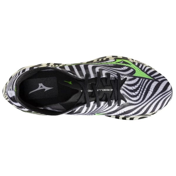 Mizuno Wave Rebellion Pro Beta - Unisex Road Racing Shoes - Black/Green Gecko/White/Orange