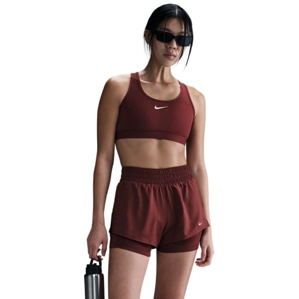 Nike Dri-Fit One 2-In-1 Mid-Rise Womens Running Shorts - Dark Team Red/Reflective Silver