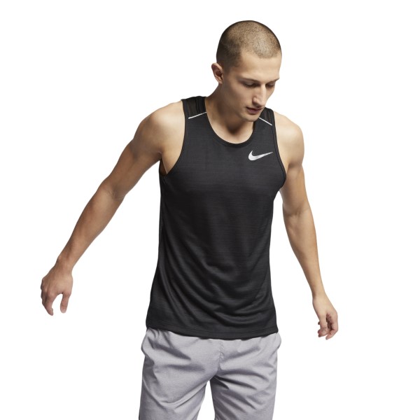 Nike Dri-Fit Miler Mens Running Tank Top Black RunDNA
